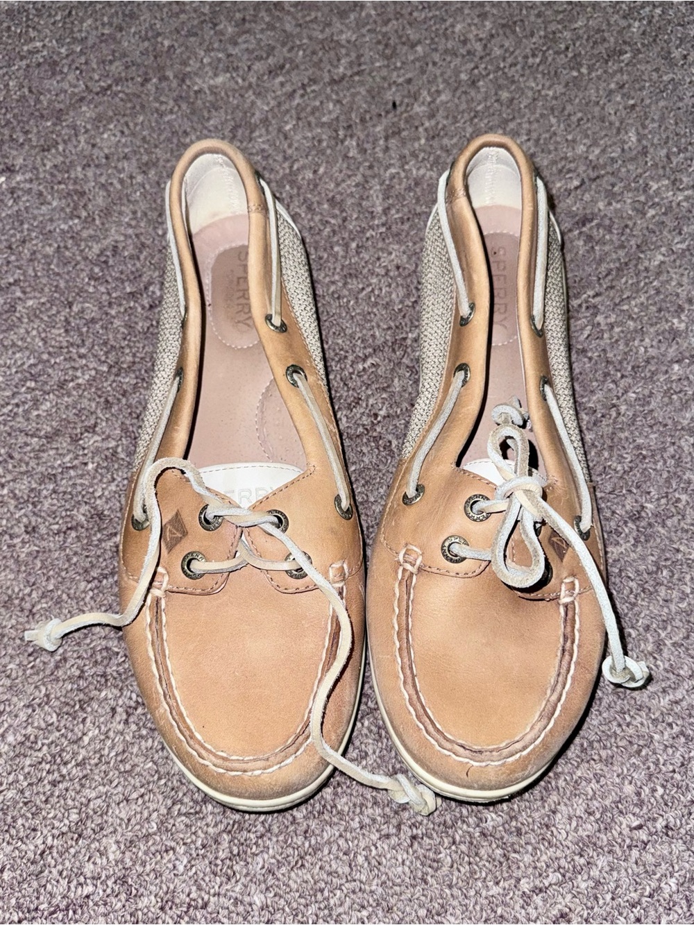 Sperry Women's Tan and Cream Leather Moccasins